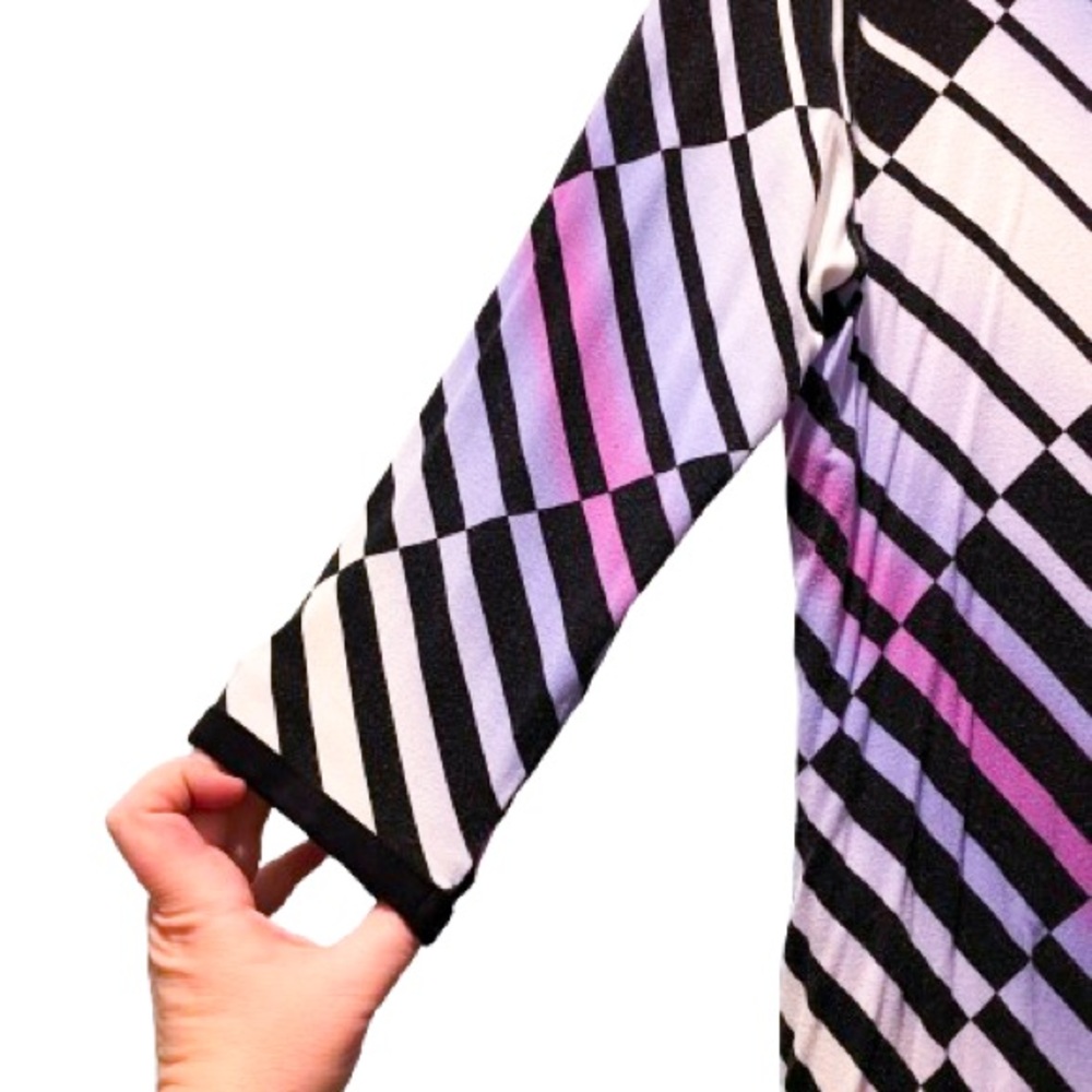 Dana Buchman Mod Stripe Blouse 3/4 Sleeve Pink Purple White Stripes - Picture 5 of 9